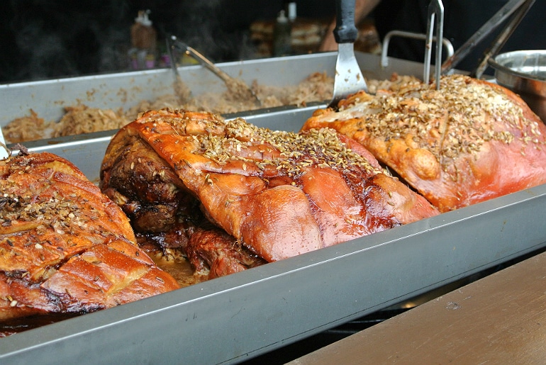 Gather food festival Stowe roly poly pork