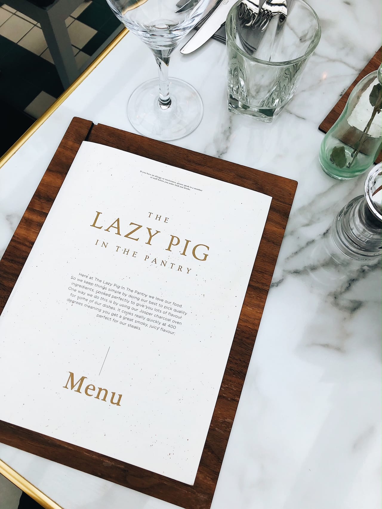 The Lazy Pig Menu